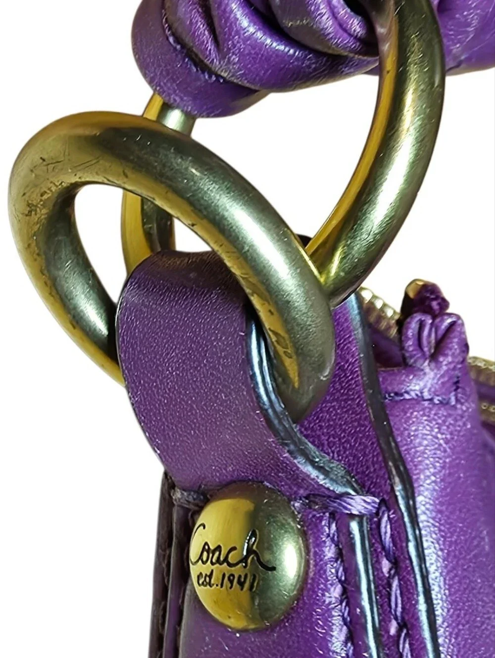 Coach Bag Kristin Purple Leather Crossbody Bag with Front Pocket